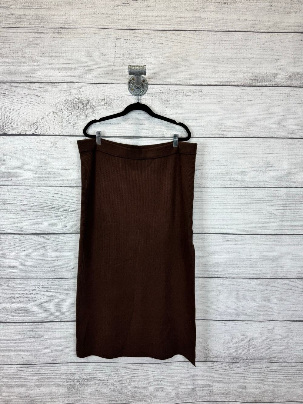 American Eagle Plus Size Brown Knit Ribbed Midi Skirt Size XXL